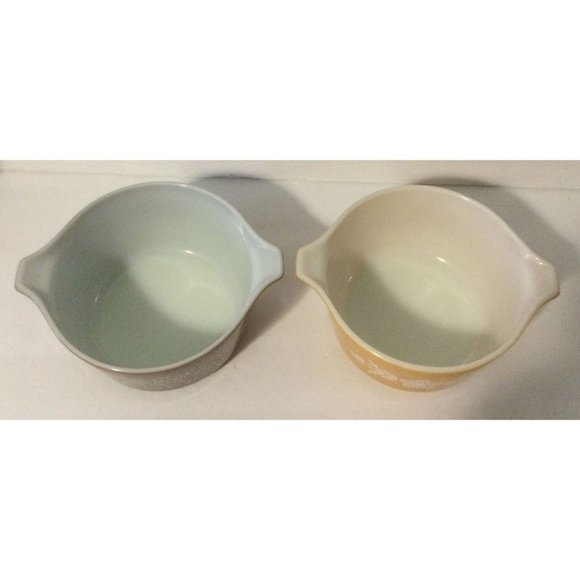 Lot of 2 Vintage Pyrex Butterfly Gold Woodland Brown Ovenware 1Qt Bowls Round - Picture 4 of 8